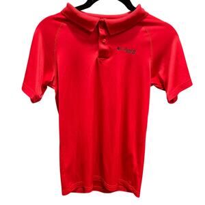 Columbia PFG Boys Short Sleeve Red Polo Shirt Medium 10/12 Activewear Fishing